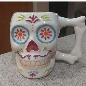 Sugar Skull Shaped Mug Dia De Los Muertos Cup- Day Of The Dead